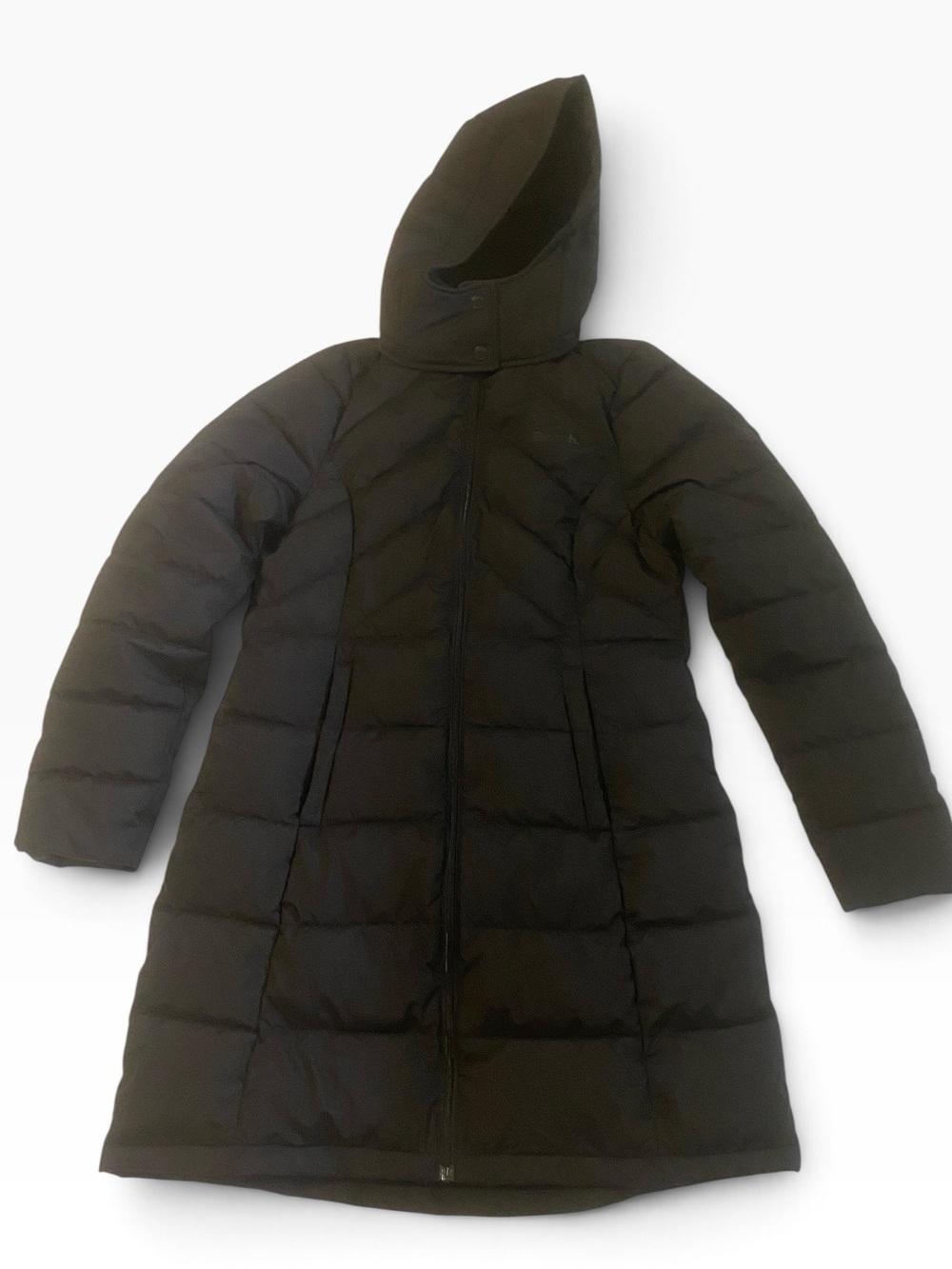Women's Black Long Hooded Mid Length Puffer Coat New Size Small